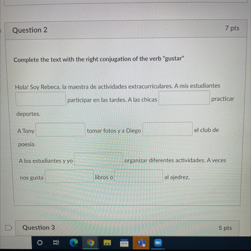 Complete the text with the right conjugation of the verb "gustar" Hola! Soy-example-1