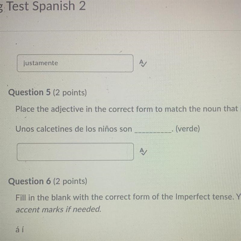 Question 5 50 POINTS!!!!! Place the adjective in the correct form to match the noun-example-1