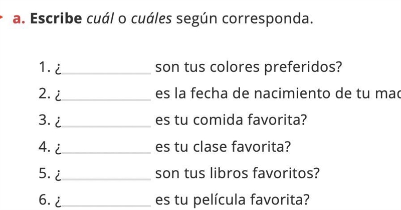 Escribe cuál o cuáles según corresponda 1. ¿ son tus colores preferidos? 2. ¿ es la-example-1