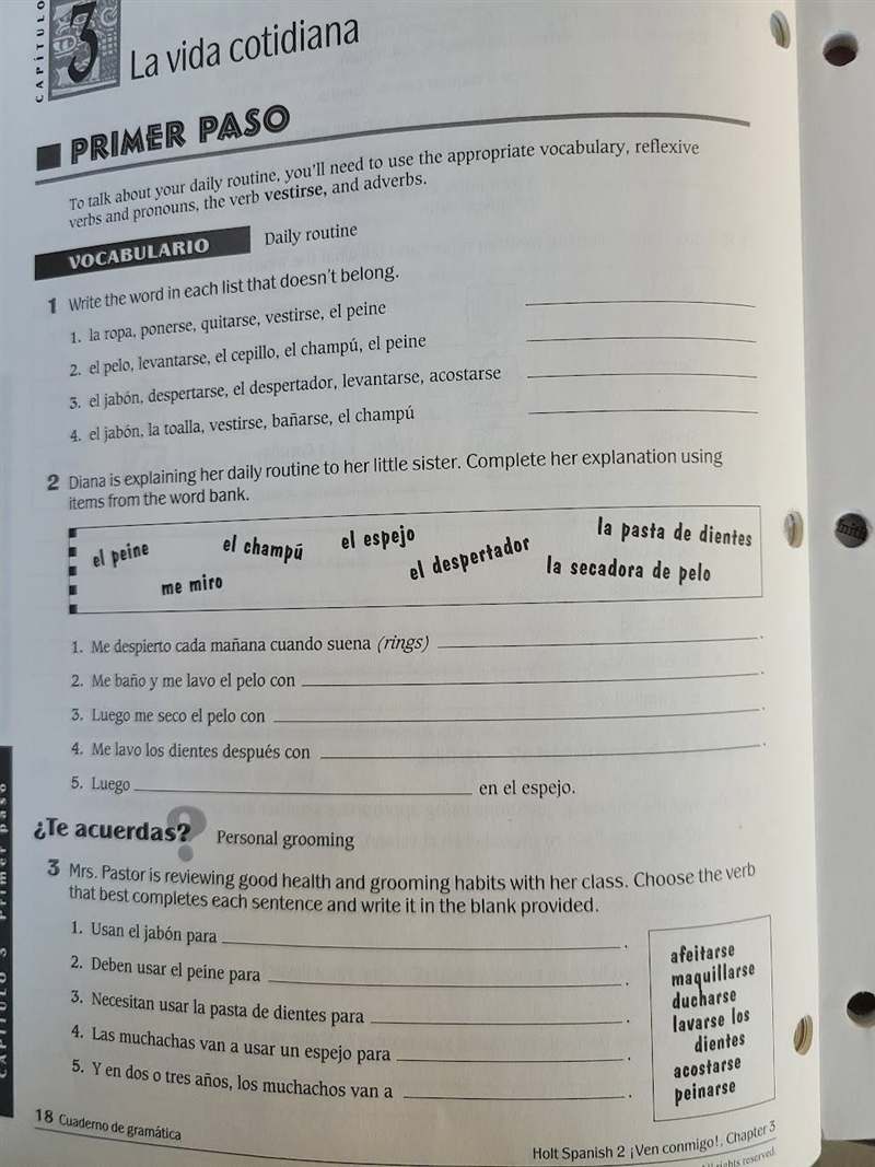 Complete sections 1-3 (Sections 2 and 3, words are used once and not all the words-example-1