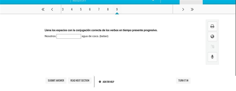 Llena los espacios con la conjugación correcta de los verbos en tiempo presente progresivo-example-1