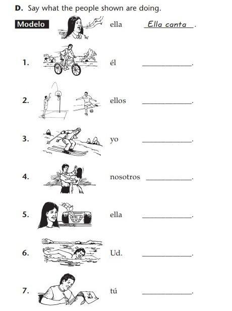 Can someone please help me with #1 through #7 of this Spanish 1 assignment? ​-example-1