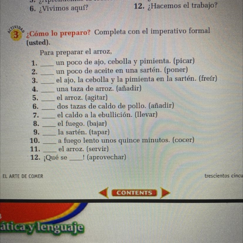 Como lo preparo? Completa con el imperativo formal. (Usted)-example-1