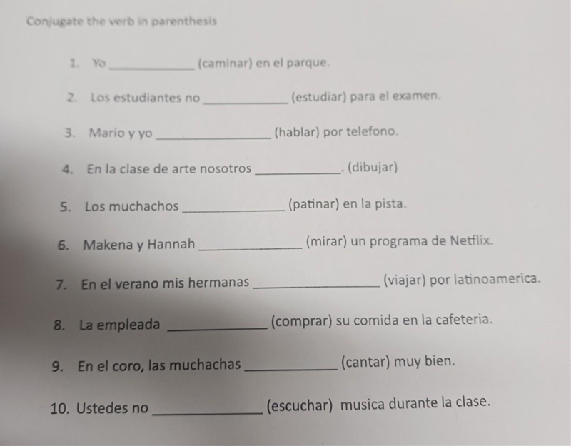 Conjugate the verb in parenthesis​-example-1