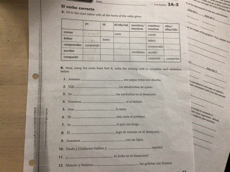 Can someone help me with this Spanish. I need help with part A and B.-example-1