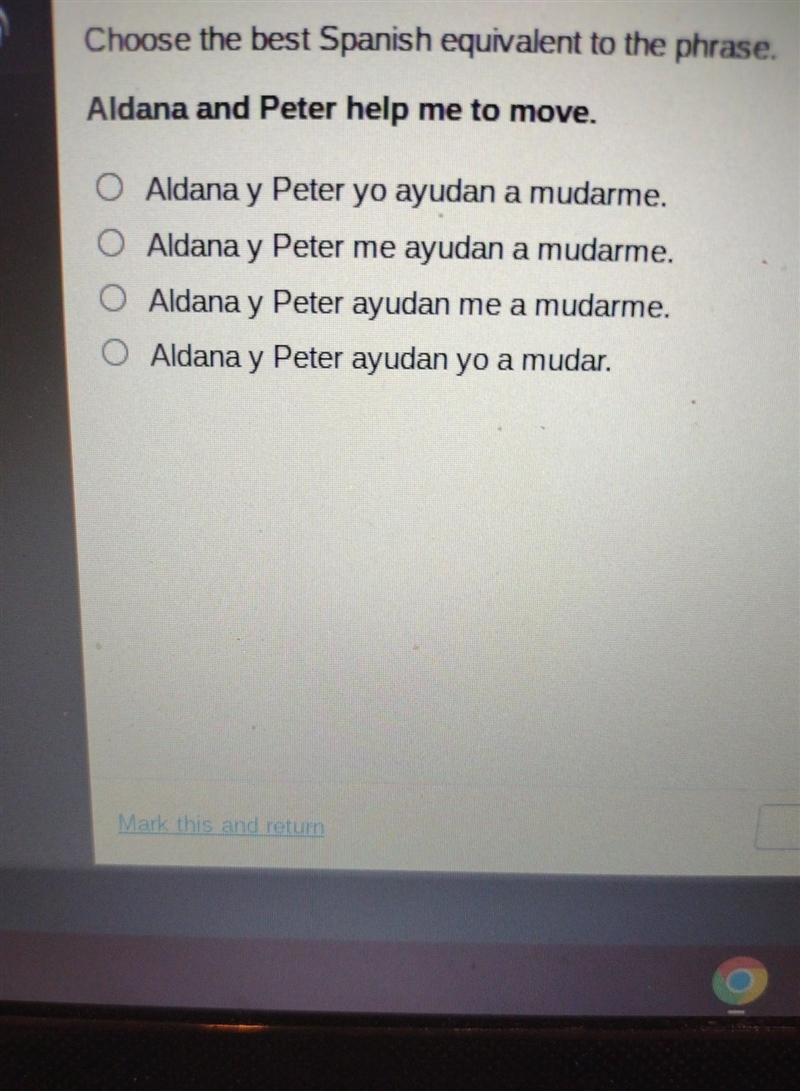 Please I need Spanish help! look at the photo for question thanks in advance! ​-example-1