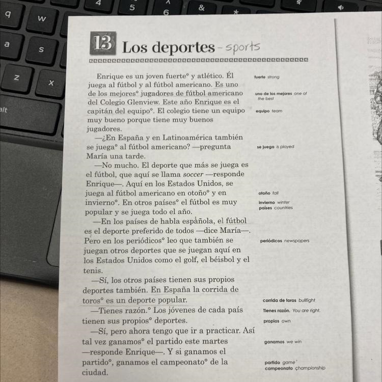 Después de leer A Answer in complete sentences. 1. ¿De qué equipo es Enrique capit-example-1