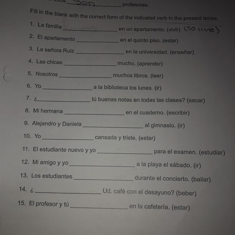 What are the correct forms of the indicated verb in present tense? Please help me-example-1