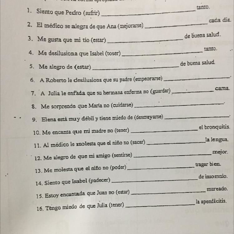 Llena el espacio con la forma apropiada del verbo entre parenthesis.-example-1