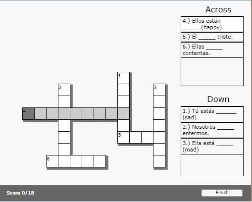 Spanish word puzzle, solve the crossword puzzle-example-1