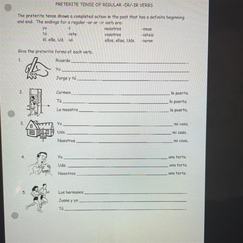 Give the preterite forms of each verb-example-1