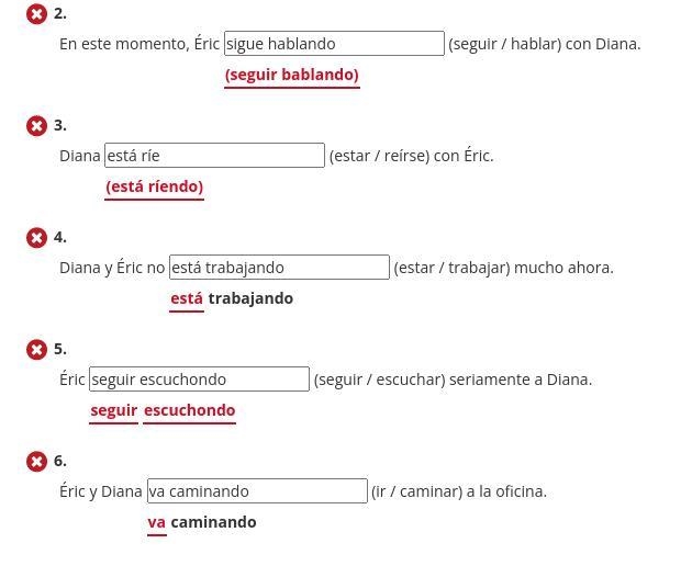 Completa las frases con la forma correcta del gerundio. Sigue el modelo. Modelo Yo-example-1