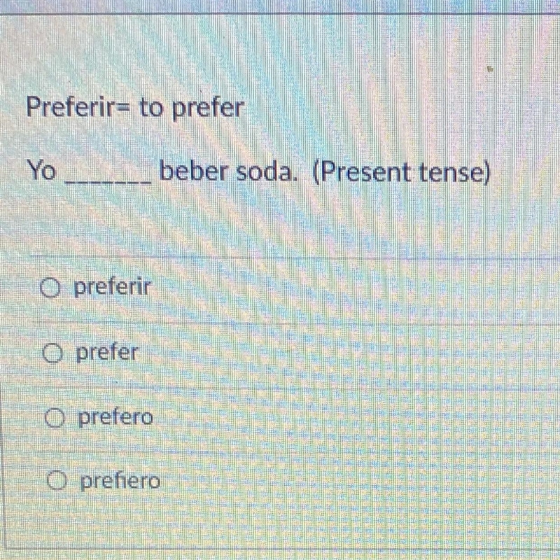 Yo ___ beber soda (present tense)-example-1