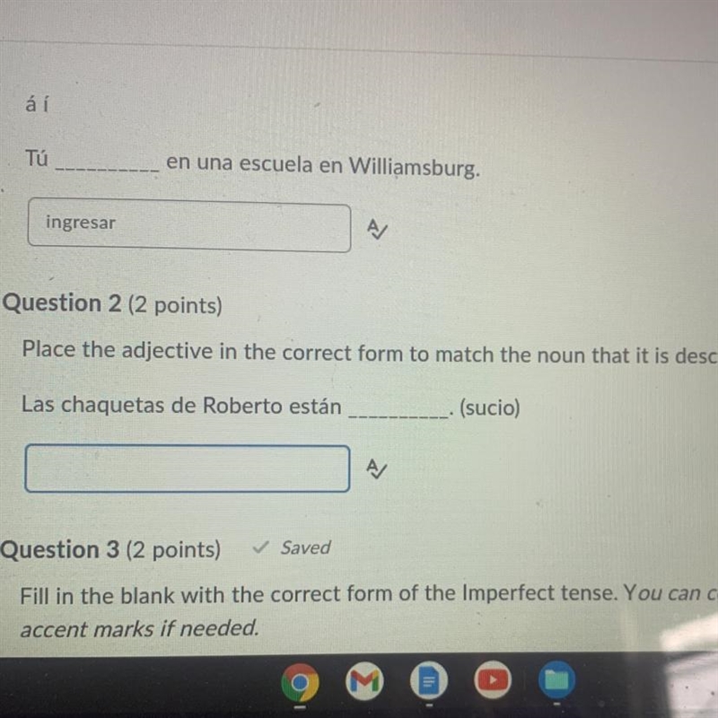 Question 2 50 POINTS!!!!!! Place the adjective in the correct form to match the noun-example-1