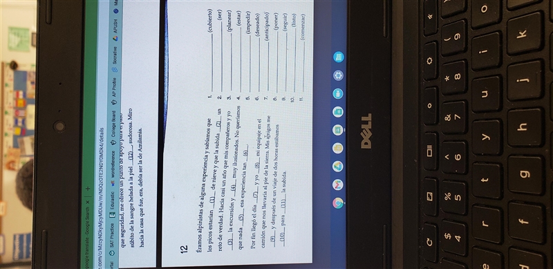 Answer the following grammar in the correct tense or conjugation. Section 11 and 12.-example-2