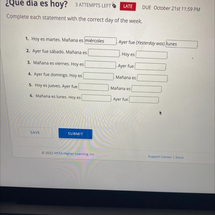 Just need help doing this assignment for spanish-example-1