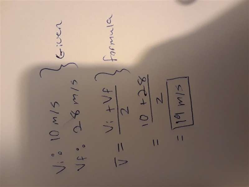 What is the average velocity if the inital velocity of an object is 10 m/s and the-example-1