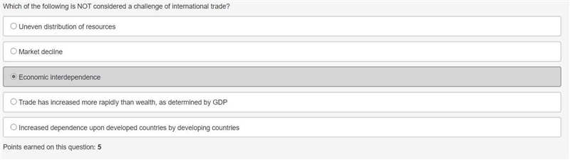 Which of the following is NOT considered a challenge of international trade? Uneven-example-1