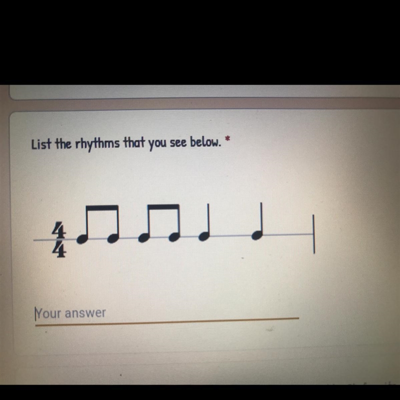 List the rhythms that you see below.-example-1