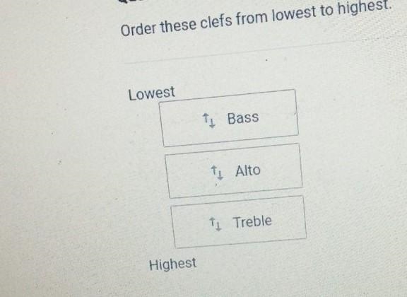 Order these clefs from lowest to highest​-example-1