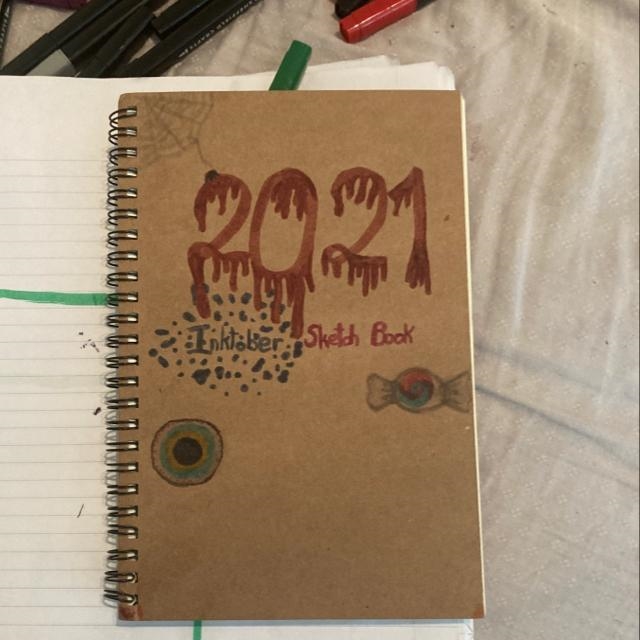 I am drawing my own cover for my inktober sketch book and I know I am bad at drawing-example-1