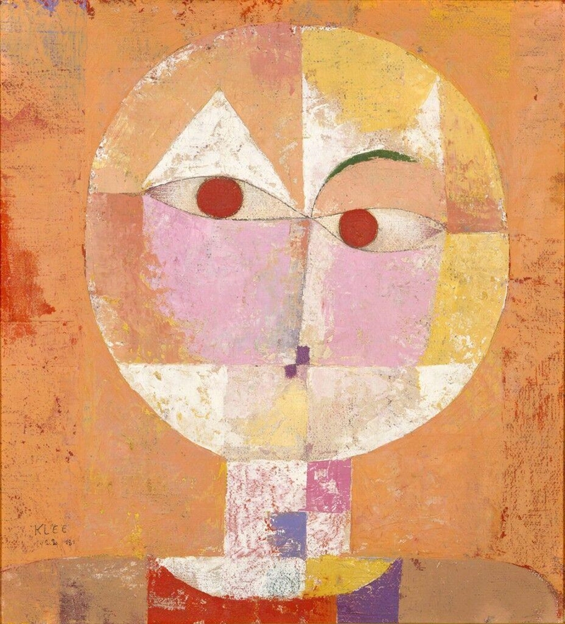 Look at this artwork by Paul Klee, 1922, titled “Senecio” Identify at least 3 principles-example-1