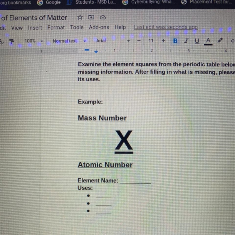 2 3 3 Mass Number X Atomic Number Element Name: Uses: 1.-example-1