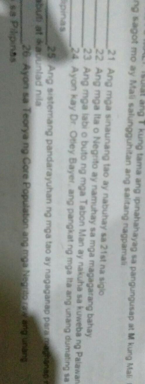 TAMA MALI Isulat ang T kung tama ang pinahahayag sa pangungusap at M kung Mak Kung-example-1