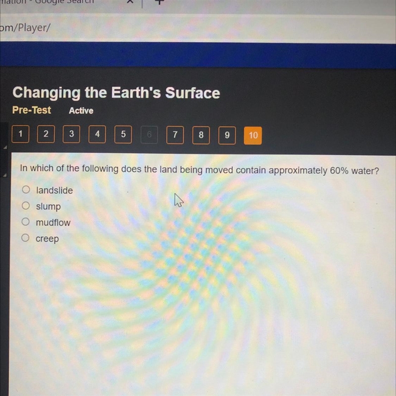 In which of the following does the land being moved contain approximately 60% water-example-1