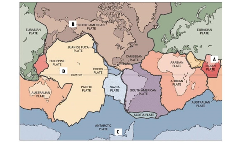 Where would you expect to find a mountain range caused by the collision of two continental-example-1