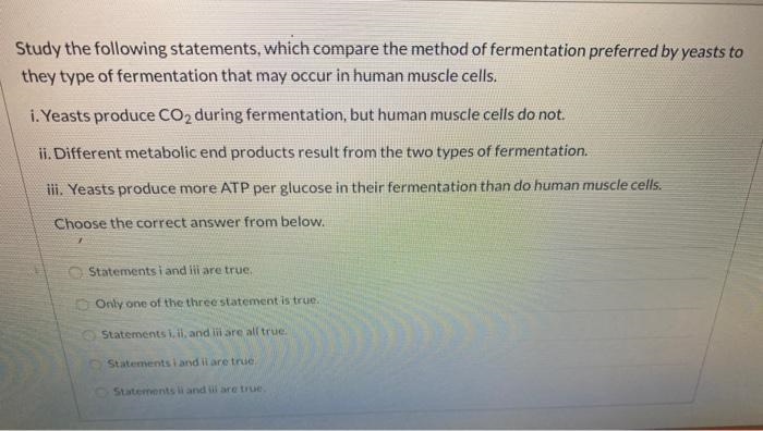 Study the following statements, which compare the method of fermentation preferred-example-1