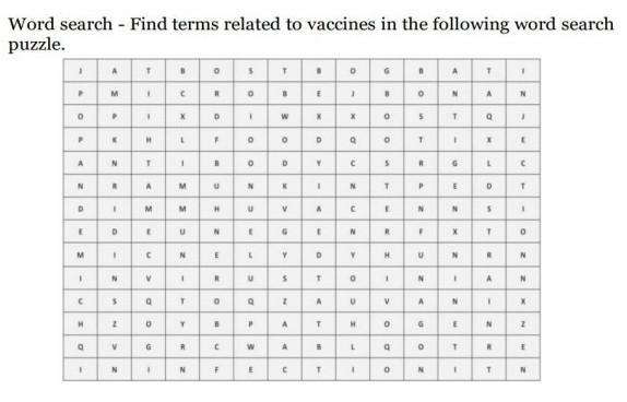 find terms related to vaccine in the following word search. hello it is a ncert question-example-1