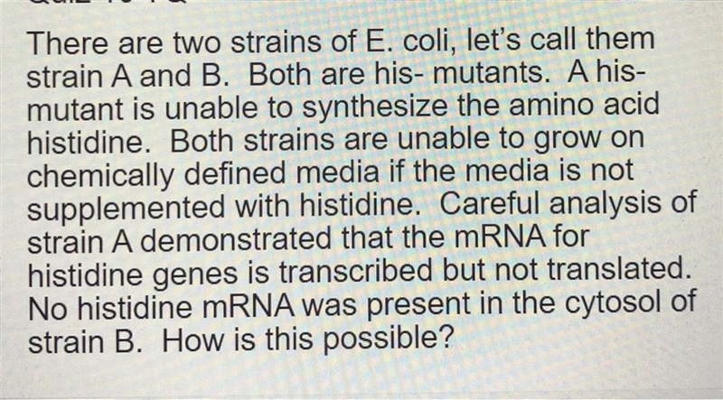 There are two strains of E. coli, let's call them strain A and B. Both are his- mutants-example-1