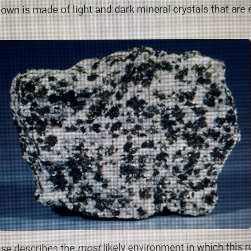 The rock shown is made of light and dark mineral crystals that are evenly distributed-example-1