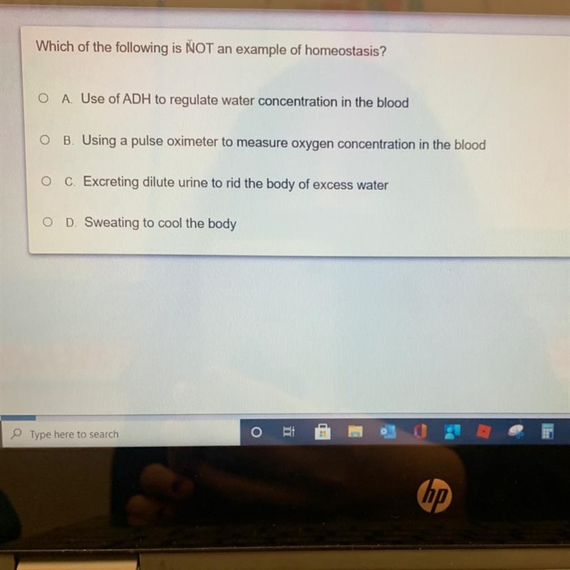 What is not an empale of homeostasis-example-1