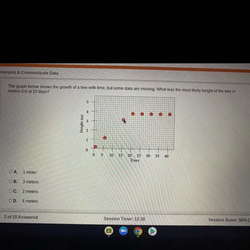 A.1 meter b.3 meter c.2 meter d.4 meter question. the graph below shows the growth-example-1