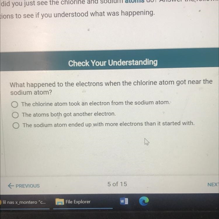 What happened to the electrons when the chlorine atom got near the sodium atom?-example-1