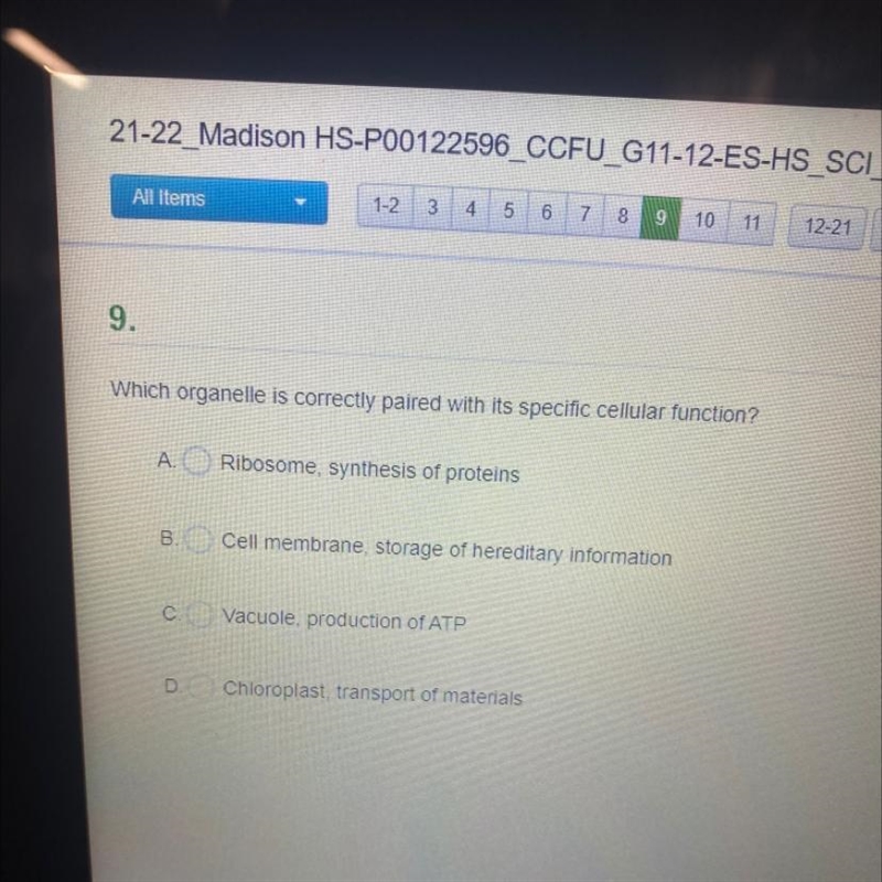 Which organelle is correctly paired with its specific cellular function?-example-1