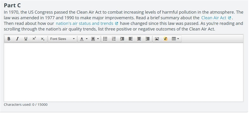 100 POINTS In 1970, the US Congress passed the Clean Air Act to combat increasing-example-1