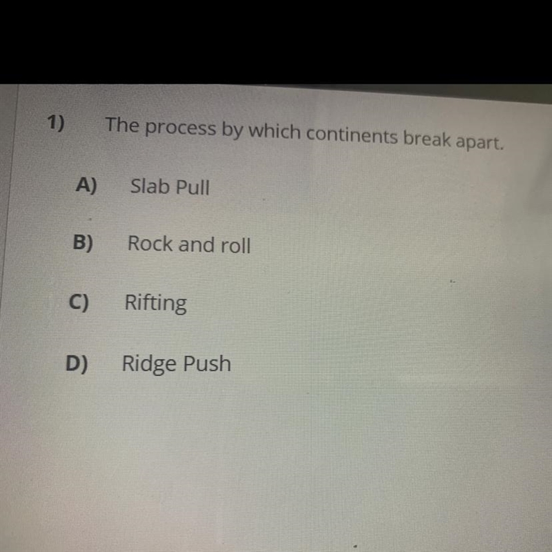 The process by which continents break apart.-example-1