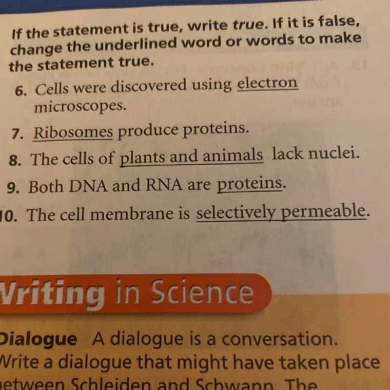 If the statement is true, write true. If it is false, change the underlined word or-example-1