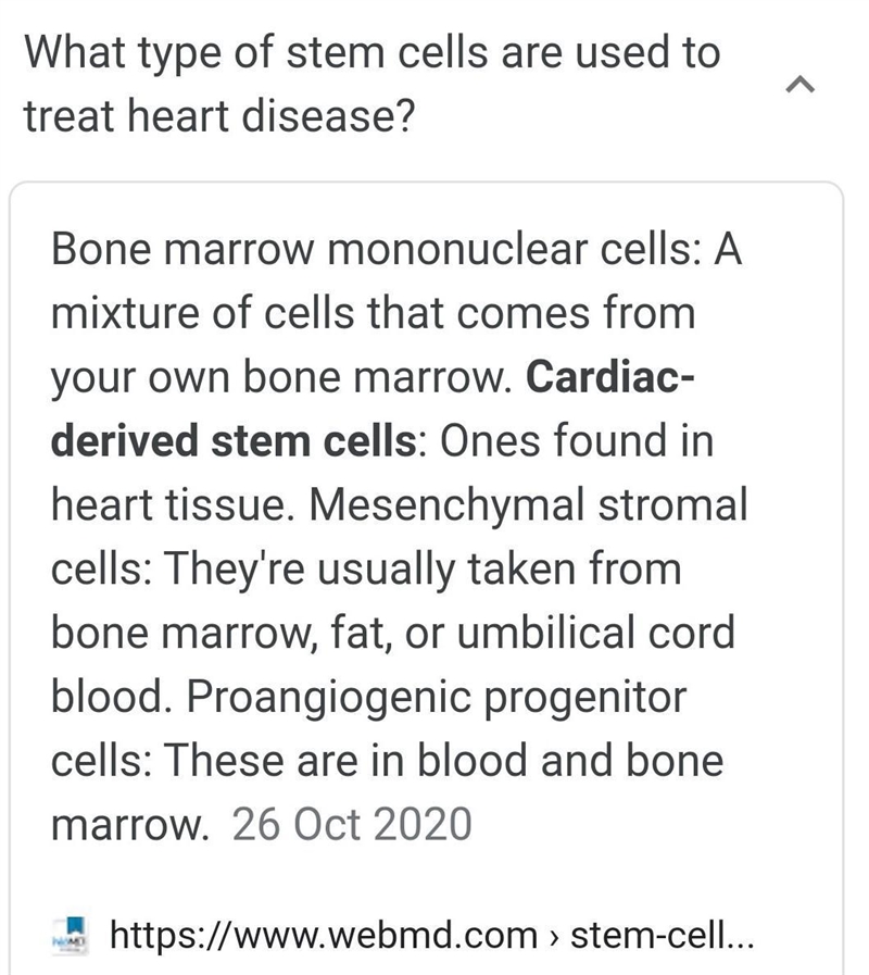 What kind of stem cells are used to treat patients with heart attacks? Kinds of stem-example-1