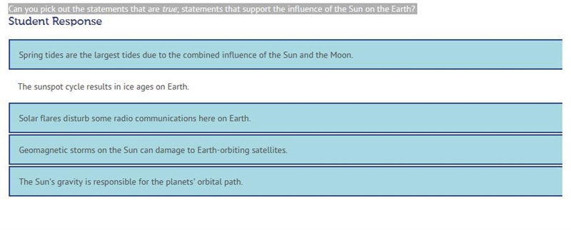 Can you pick out the statements that are true; statements that support the influence-example-1