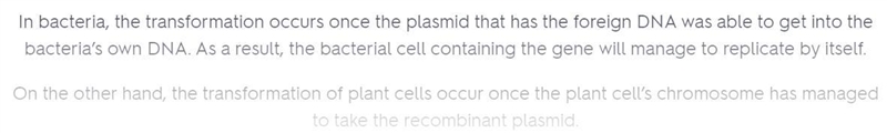 Compare the transformation of a bacterium cell with the transformation of a plant-example-1