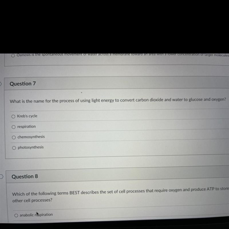 What is the name for the process of using light energy to convert carbon dioxide and-example-1