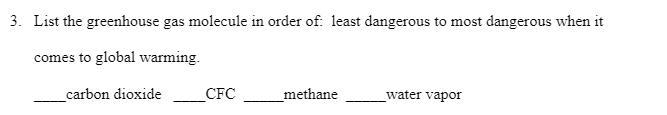 List most dangerous greenhouse gasses in order-example-1