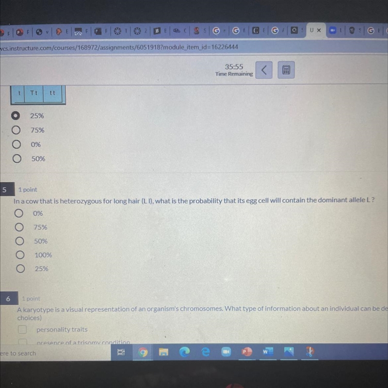 In a cow that is heterozygous for long hair (LI), what is the probability that its-example-1