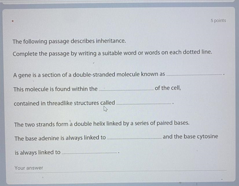 5 points The following passage describes inheritance. Complete the passage by writing-example-1