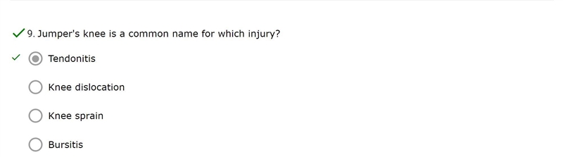 Jumper's knee is a common name for which injury?-example-1