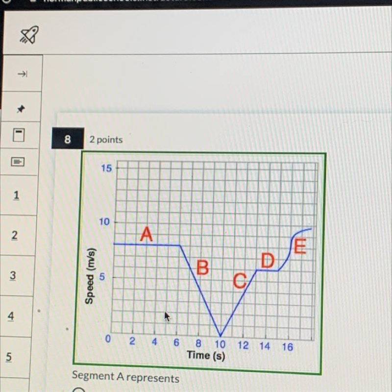 Segment A represents no acceleration negative acceleration positive acceleration PELASE-example-1